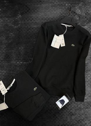 Базовый мужской черный свитшот lacoste свитер лакоста