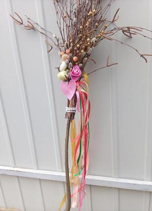 Интерерные украшения из сухоцветов, декоративных элементов