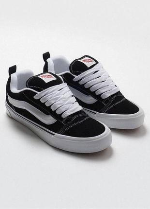 Кеди vans knu skool black/white чорні на білій підошві