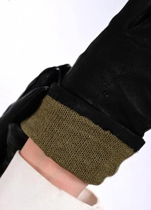 Перчатки женские черные кожаные натуральные