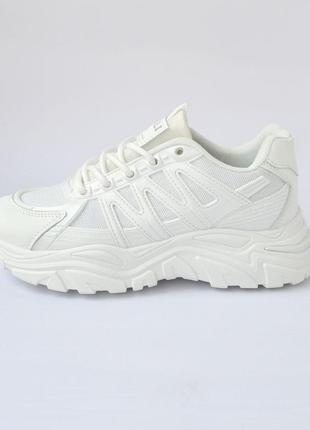 Модные белые легкие женские бюджетные кроссовки демисезон, эко кожа с сеточкой,женая обувь на весну6 фото