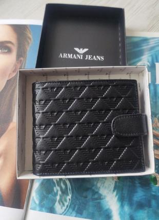 Чоловічий чорний гаманець armani1 фото