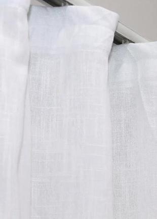 Фіранка на кухню льон (250х170см) з підв'язками. колір білий