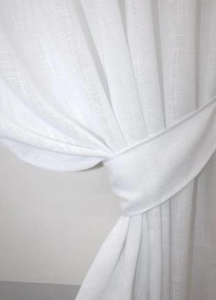 Фіранка на кухню льон (250х170см) з підв'язками. колір білий