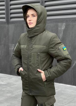 Тактическая зимняя женская куртка хаки pobedov motive6 фото
