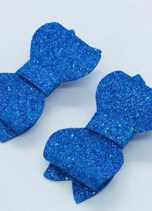 Бант для девочки синий блестящий заколка для девочки с бантом заколка для волос