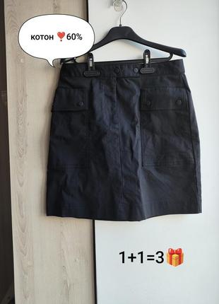 🔥распродаж🔥🔥весенняя юбка прямая трапеция мини черная с накладными карманами1 фото