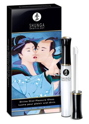 Стимулирующий блеск для губ shunga lipgloss – coconut water (10 мл), эффект покалывания, холод-тепло1 фото