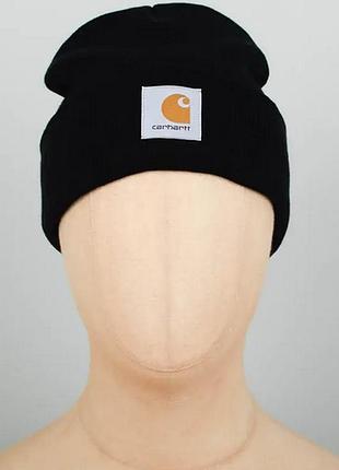 Черная шапка кархард унисекс carhartt wip short watch black