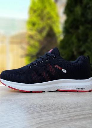 Чоловічі кросівки adidas neo чорні з червоним знижка sale | smb