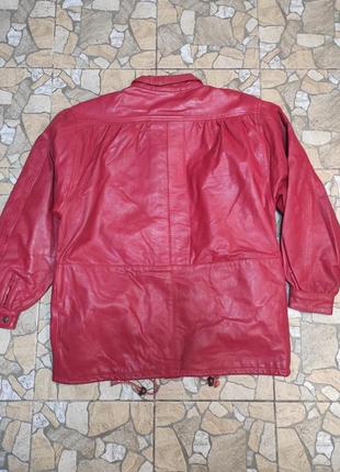 Стильная винтажная удлиненная оверсайз куртка бомбер из натуральной кожи2 фото