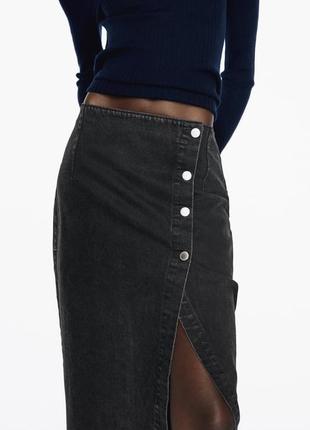 Длинная джинсовая юбка zara джинсовая юбка на запах6 фото