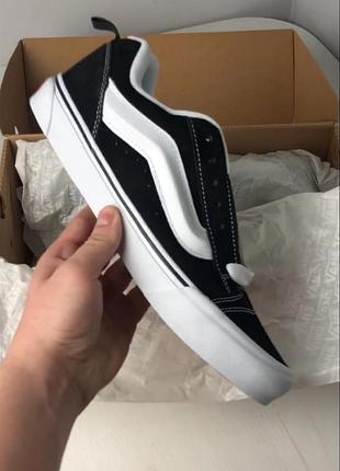 Кеди vans knu skool black/white чорні на білій підошві