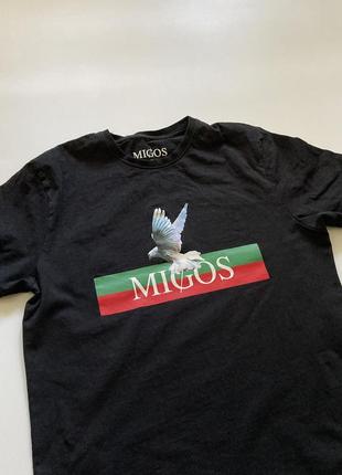 Футболка реп migos rap gucci pigeon t shirt2 фото