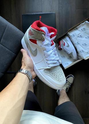 Кроссовки nike air jordan 1 white red