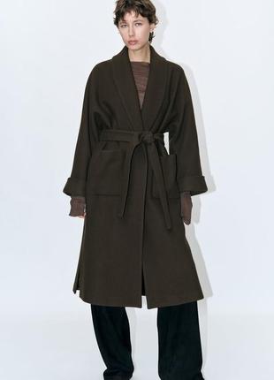 Пальто из шерсти manteco с разрезами — zw collection1 фото