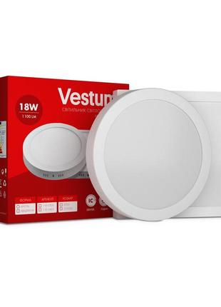 Круглий світлодіодний накладний світильник vestum 18w 6000k 220v 1-vs-5307