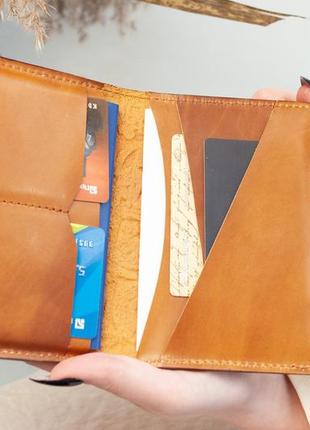 Портмоне для документов кожаное оранжевое с тиснением марки и штемпеля украины | для автодокументов, паспорт6 фото
