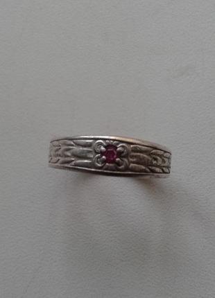 Серебряное кольцо с рубином 925 проба винтаж ссср
