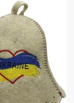 Шапка для бані та сауни з вовни i love ukraine