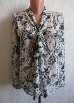 Шифоновая блуза в нежный цветочный принт с бантом new look1 фото