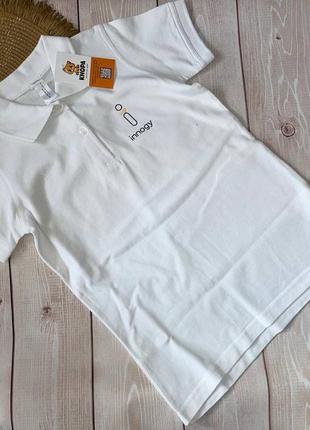 Белое поло белая футболка с воротником на девочку тенниска в школу блузка 140/146см 9/11 лет george