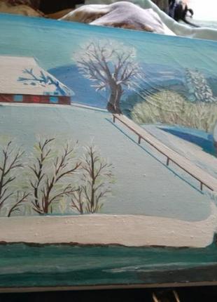 Картина на полотні,,село на прикарпатті взимку"2 фото