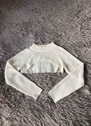 В'язані молочні рукави топ кофта светр