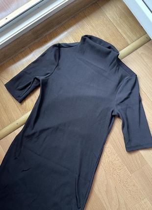 Новое платье миди рубчик футболка силуэт силуэтное рукав разрезы утягивающее7 фото