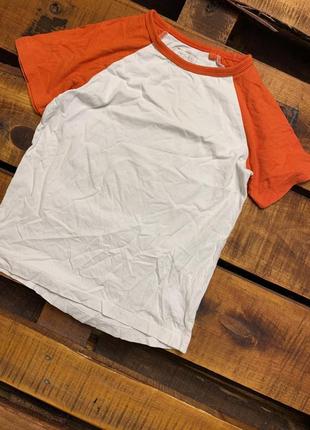 Детская хлопковая футболка next (некст 6 лет 116 см идеал оригинал бело-оранжевая)1 фото