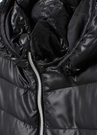 Демисезонная куртка н&amp;м 8-10\ 134 черная розовая3 фото