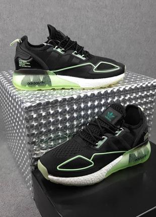 Мужские кроссовки adidas zx 2k черные с салатовой скидки sale &lt;unk&gt; smb3 фото