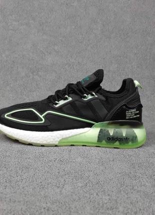 Мужские кроссовки adidas zx 2k черные с салатовой скидки sale &lt;unk&gt; smb10 фото