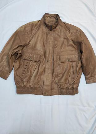 Стильная винтажная оверсайз куртка бомбер из натуральной кожи3 фото