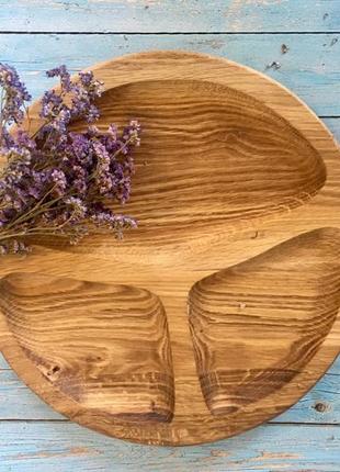 Дерев'яна менажниця керамклуб 3 сегменти d 35 см