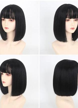 Парик черный каре, синтетические волосы 2022