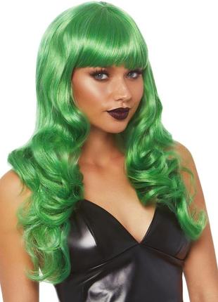 Хвиляста перука leg avenue misfit long wavy wig green, довгий, реалістичний вигляд, 61 см