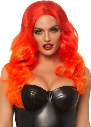 Рудий перука омбре leg avenue ombre long wavy wig, довгий, локони, 61 см