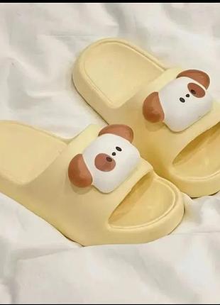 Женские шлепанцы собачка желтые 36-37(23.5см)