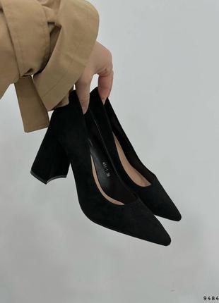 Черные туфли эко-замша6 фото