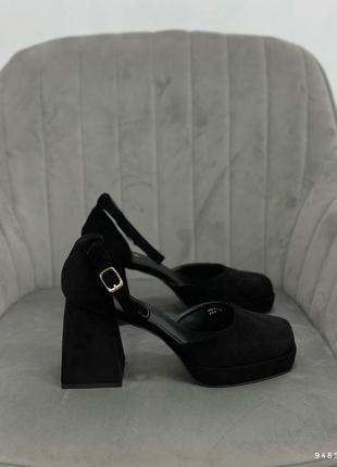 Черные туфли эко-замша5 фото