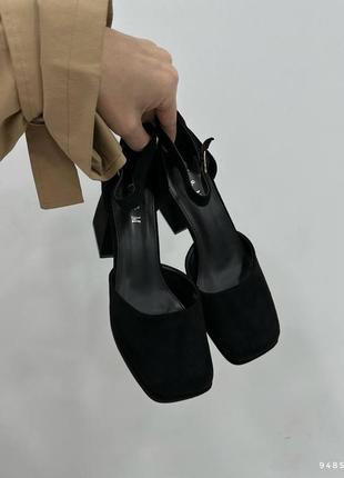 Черные туфли эко-замша6 фото