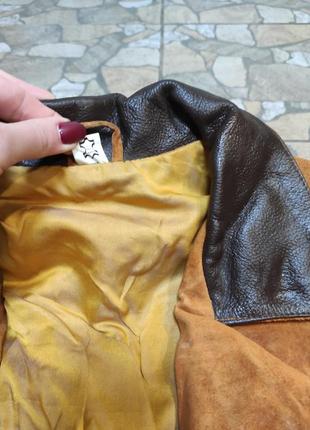 Стильная винтажная (замш + кожа) оверсайз куртка с бахромой2 фото