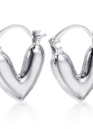 Серьги сердце серебряное сережки сердечки7 фото