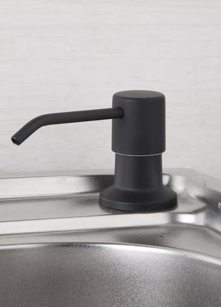 Дозатор диспенсер врізний 300 мл для рідкого мила та миючих засобів, що вбудовується в мийку чорний3 фото