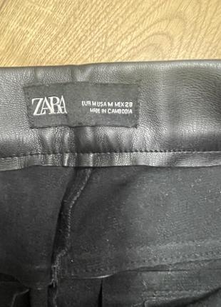 Кожаные брюки укороченные zara3 фото