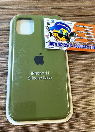Оригінальний чохол silicone case на iphone 11 кольору хакі