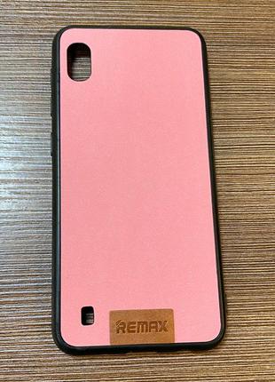 Чехол-накладка на телефон samsung a10 (a105) светло-розового цвета с блестками