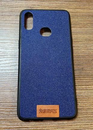Чехол-накладка на телефон samsung a10s (a107f) синего цвета с блестками1 фото
