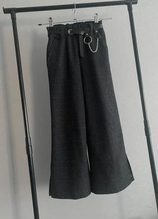 Дитячі брюки палаццо для дівчинки підлітка сірі графіт плотні штани палацо шкільні підліткові